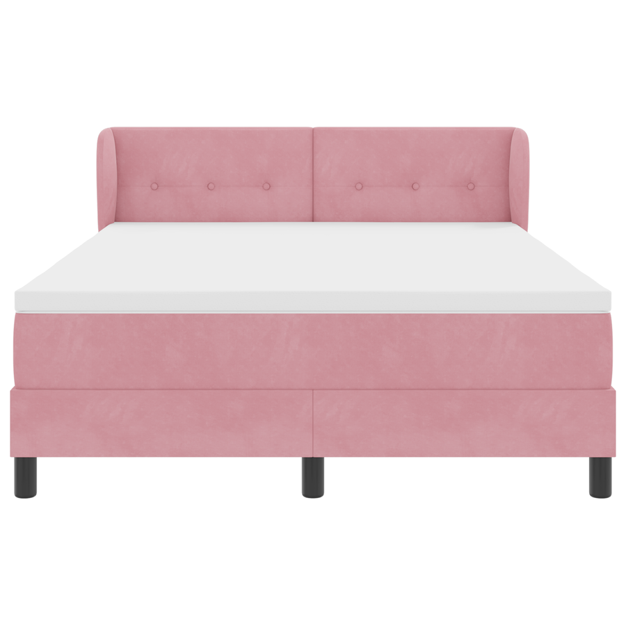 Boxspringbed met matras fluweel roze 140x200 cm
