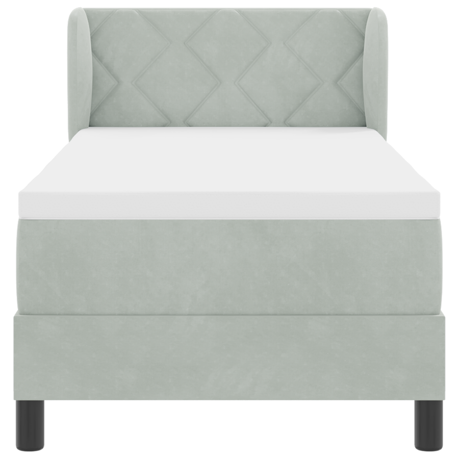 Boxspringbed met matras fluweel lichtgrijs 80x200 cm