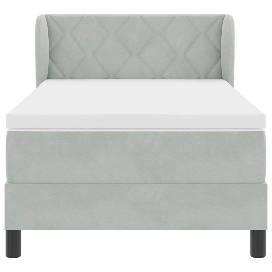 Boxspringbed met matras fluweel lichtgrijs 90x190 cm
