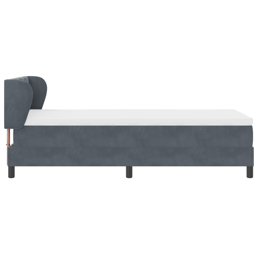 Boxspringbed met matras fluweel donkergrijs 90x190 cm