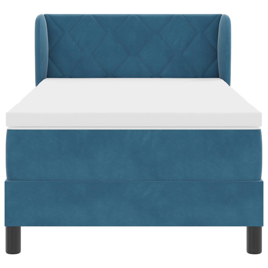 Boxspringbed met matras fluweel donkerblauw 90x190 cm