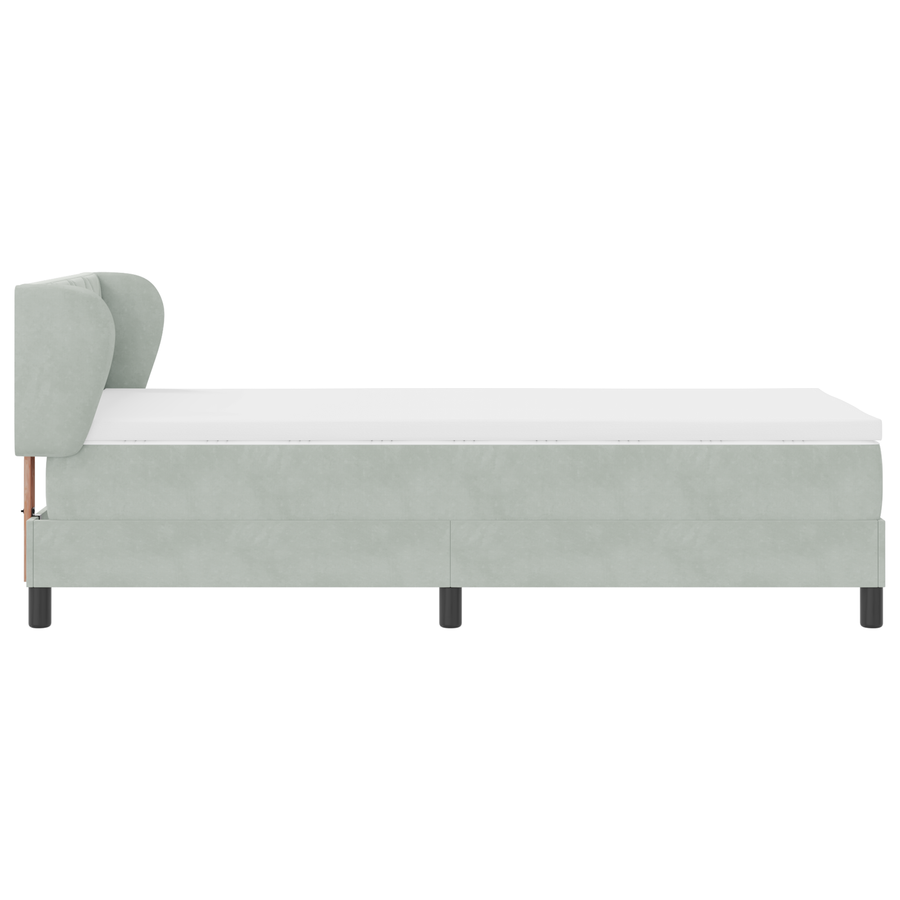 Boxspringbed met matras fluweel lichtgrijs 90x200 cm