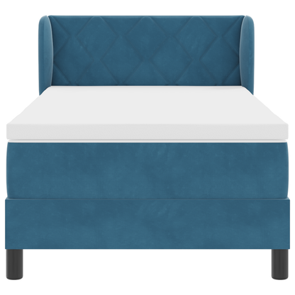 Boxspringbed met matras fluweel donkerblauw 90x200 cm