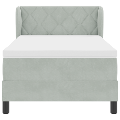 Boxspringbed met matras fluweel lichtgrijs 100x200 cm