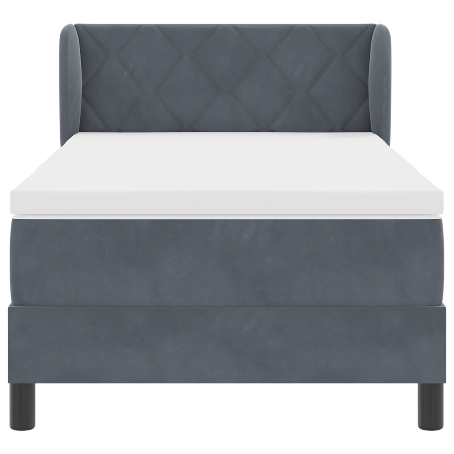 Boxspringbed met Matras Donkergrijs 100x200 cm Fluweel