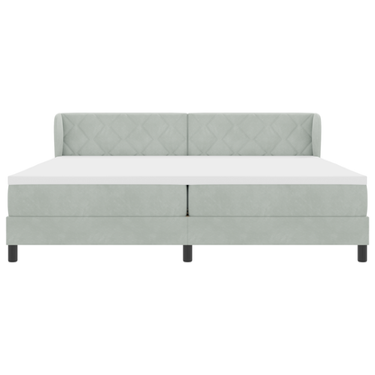 Boxspringbed met matras fluweel lichtgrijs 200x200 cm