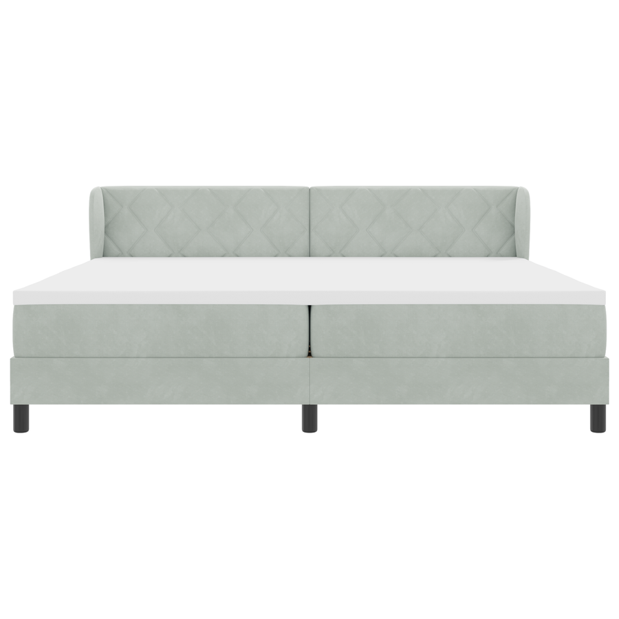 Boxspringbed met matras fluweel lichtgrijs 200x200 cm