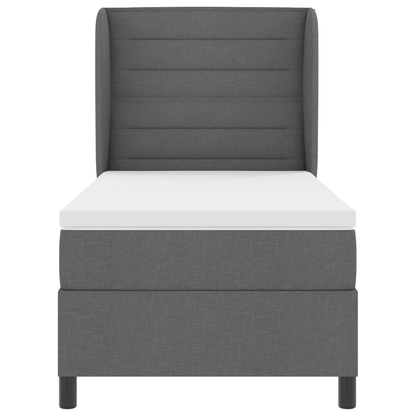 Boxspringbed met matras stof donkergrijs 100x200 cm