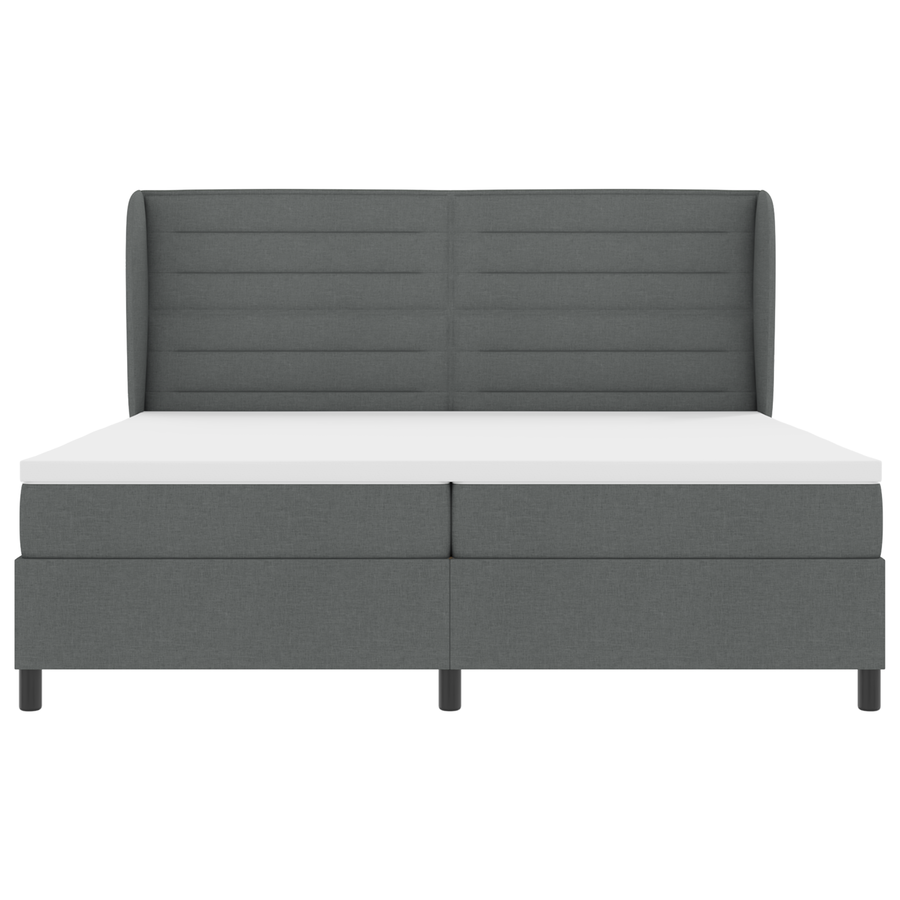 Boxspringbed met Matras Donkergrijs 200x200 cm Stof