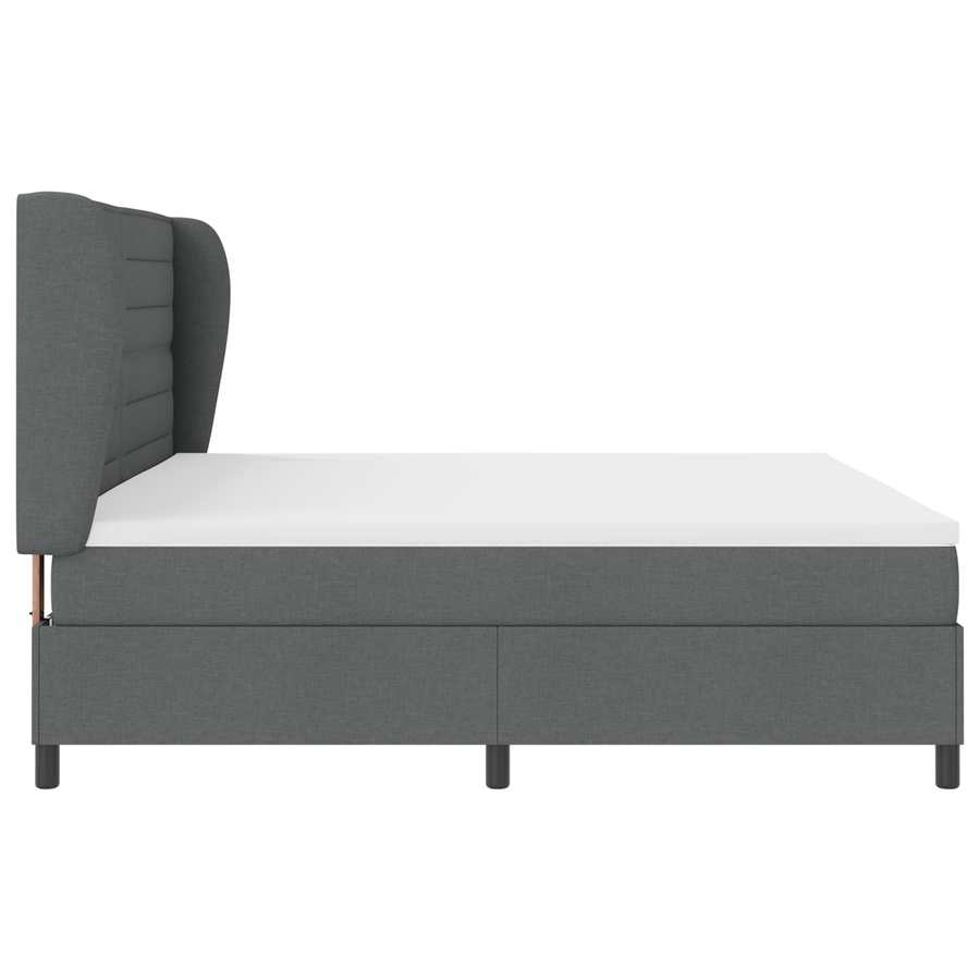 Boxspringbed met Matras Donkergrijs 200x200 cm Stof