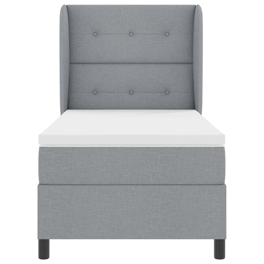 Boxspringbed met matras stof lichtgrijs 90x190 cm
