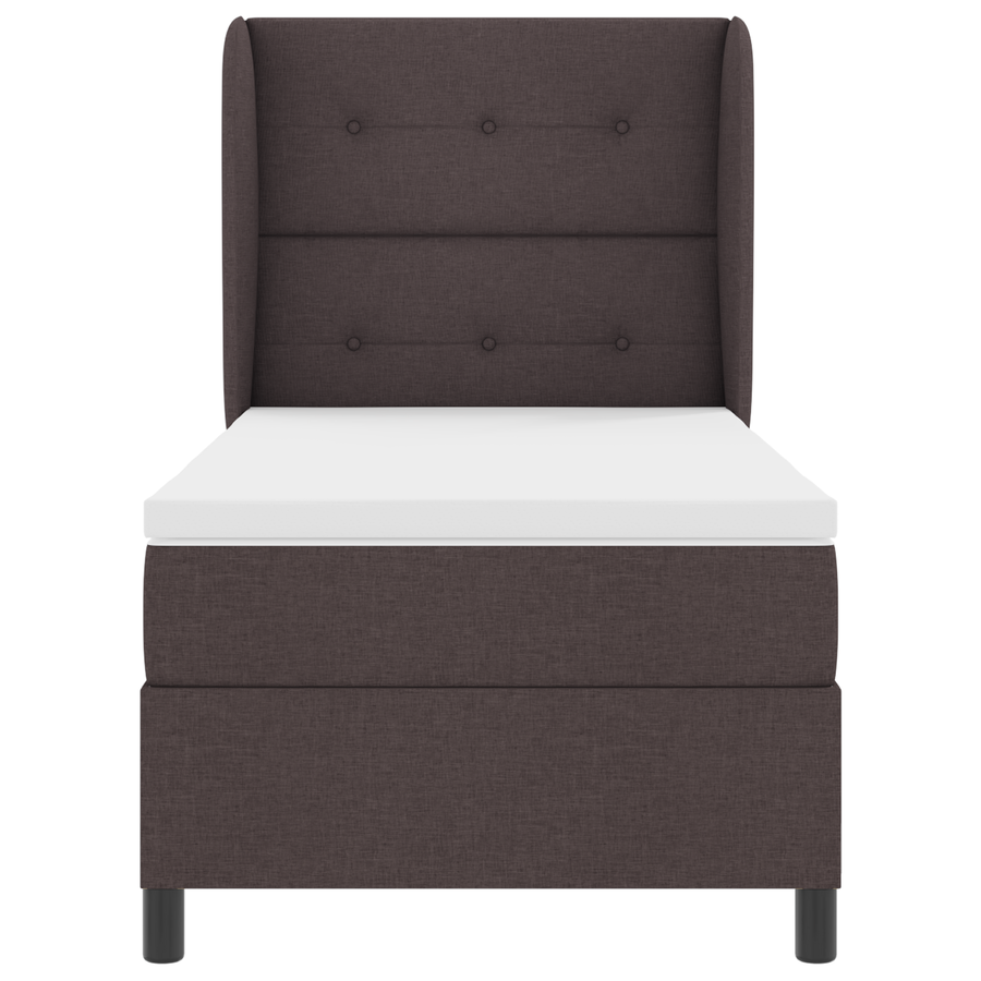 Boxspringbed met matras stof donkerbruin 90x190 cm