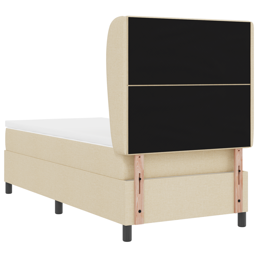 Boxspringbed met matras stof crèmekleurig 90x190 cm