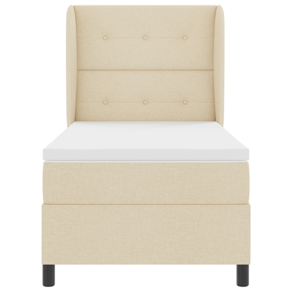 Boxspringbed met matras stof crèmekleurig 90x190 cm