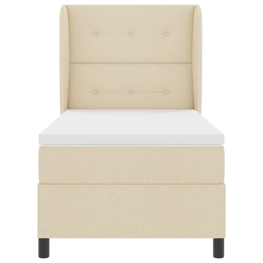 Boxspringbed met matras stof crèmekleurig 90x190 cm