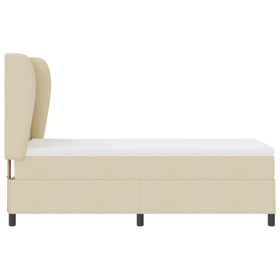 Boxspringbed met matras stof crèmekleurig 90x190 cm