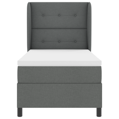 Boxspringbed met matras stof donkergrijs 90x200 cm
