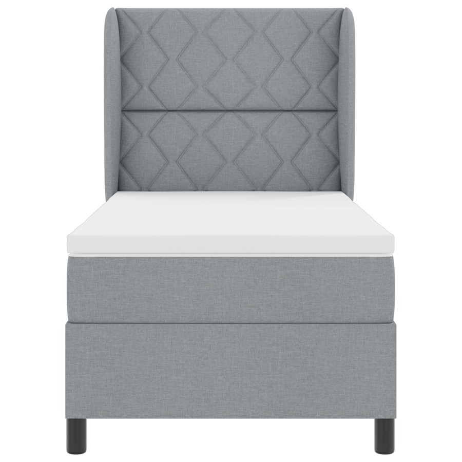 Boxspringbed met matras stof lichtgrijs 100x200 cm