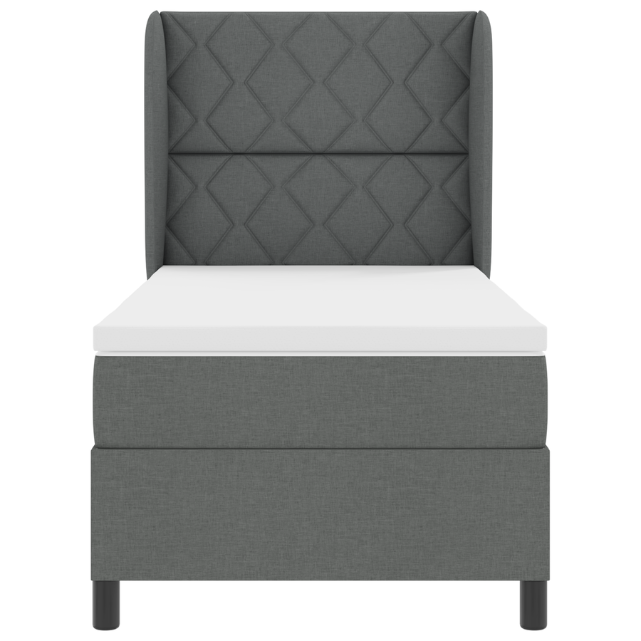 Boxspringbed met matras stof donkergrijs 100x200 cm