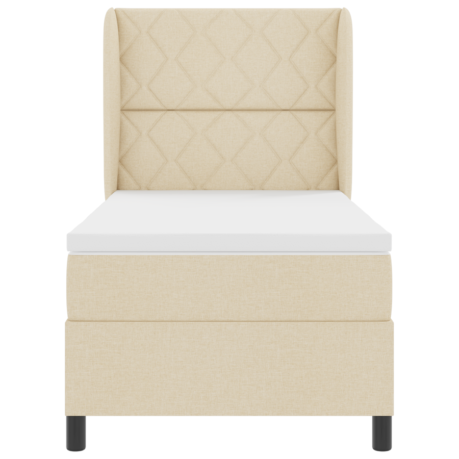 Boxspringbed met matras stof crèmekleurig 100x200 cm