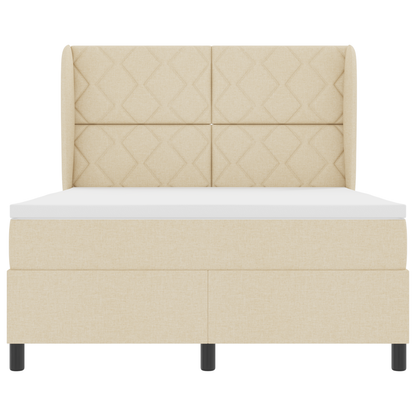 Boxspringbed met matras stof crèmekleurig 160x200 cm