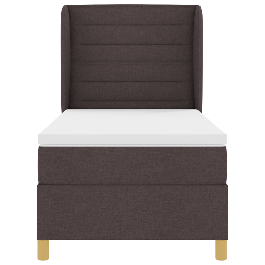 Boxspringbed met matras stof donkerbruin 90x200 cm