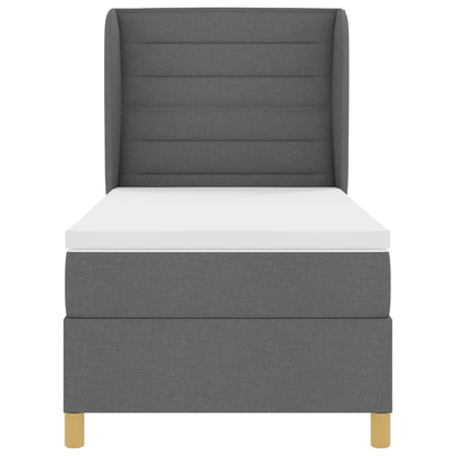 Boxspringbed met matras stof donkergrijs 100x200 cm