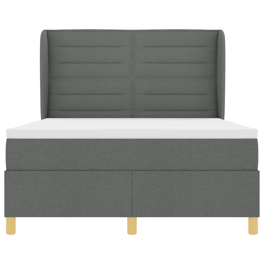 Boxspringbed met matras stof donkergrijs 140x190 cm