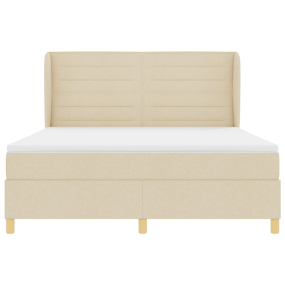 Boxspringbed met matras stof crèmekleurig 180x200 cm