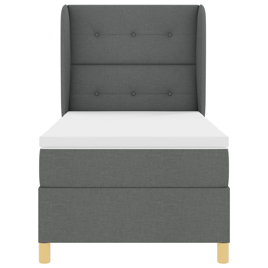 Boxspring Bed met Matras Donkergrijs 80x200 cm Stof