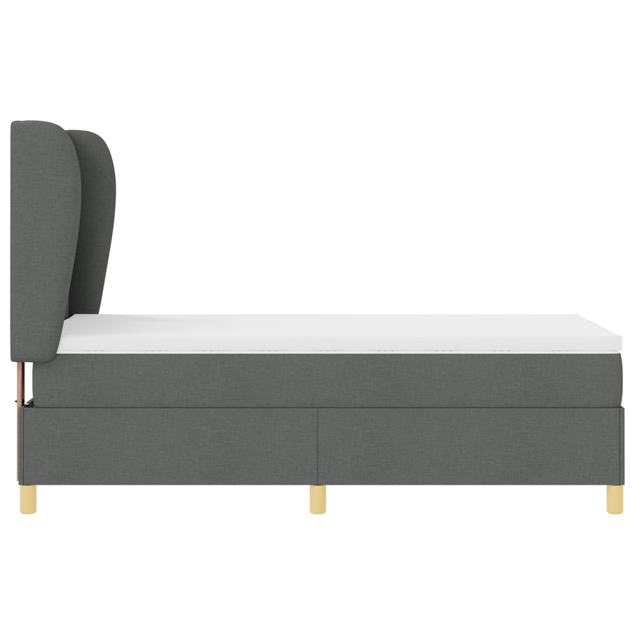 Boxspring Bed met Matras Donkergrijs 80x200 cm Stof