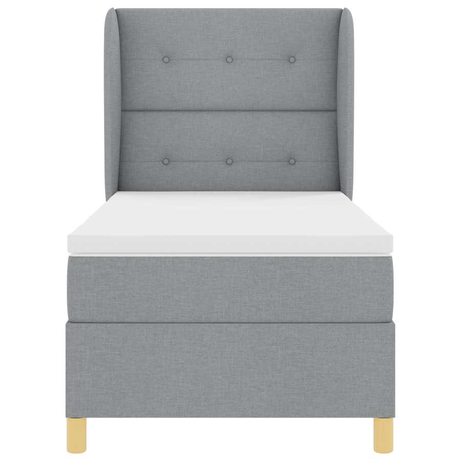Boxspringbed met matras stof lichtgrijs 90x190 cm