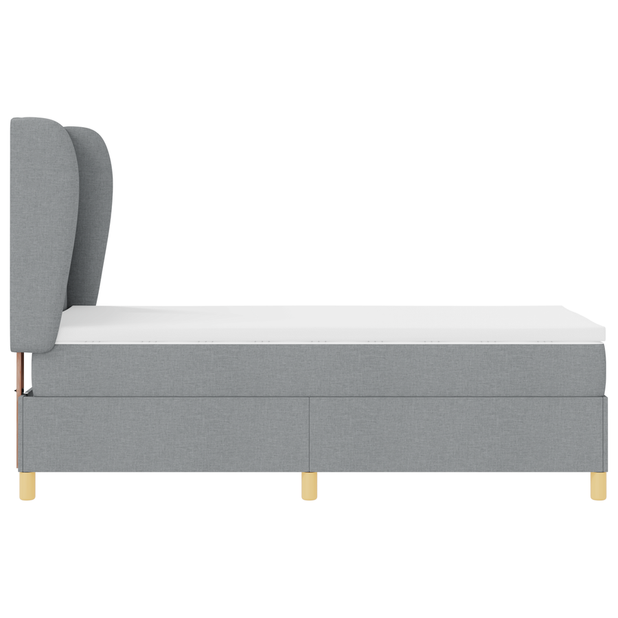 Boxspringbed met matras stof lichtgrijs 90x190 cm