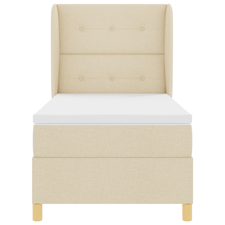 Boxspringbed met matras stof crèmekleurig 90x190 cm