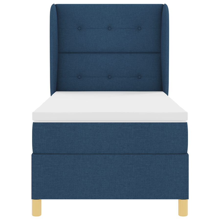 Boxspringbed met matras stof blauw 90x190 cm