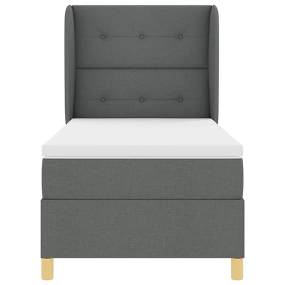Boxspringbed met matras stof donkergrijs 90x200 cm