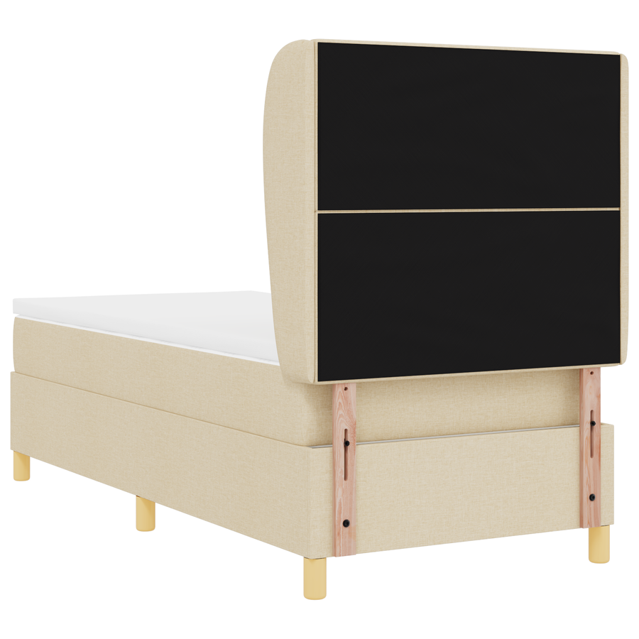 Boxspringbed met matras stof crèmekleurig 90x200 cm