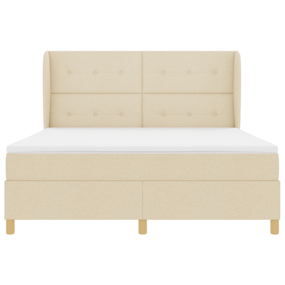 Boxspringbed met matras stof crèmekleurig 180x200 cm