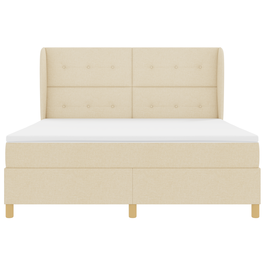 Boxspringbed met matras stof crèmekleurig 180x200 cm