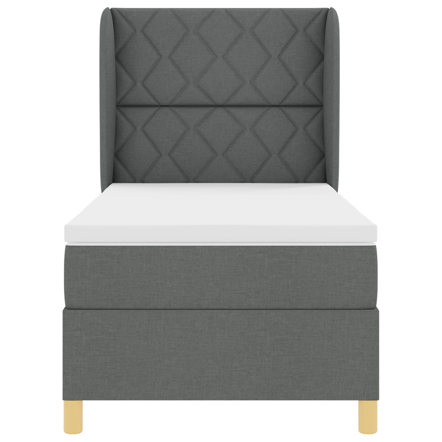 Boxspringbed met matras stof donkergrijs 100x200 cm