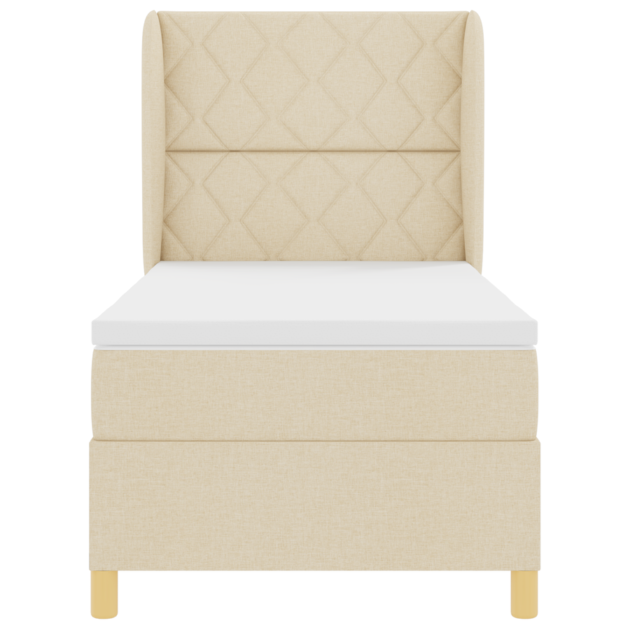 Boxspringbed met matras stof crèmekleurig 100x200 cm