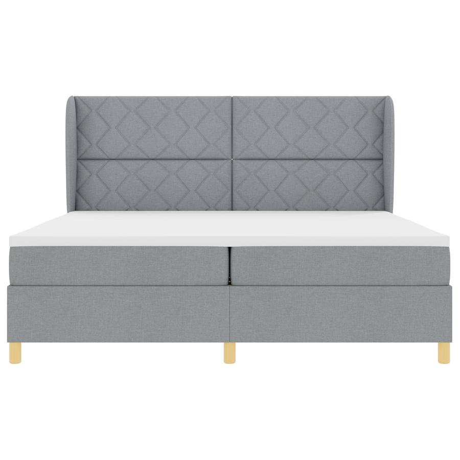 Boxspringbed met matras stof lichtgrijs 200x200 cm