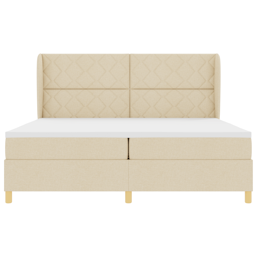 Boxspringbed met matras stof crèmekleurig 200x200 cm