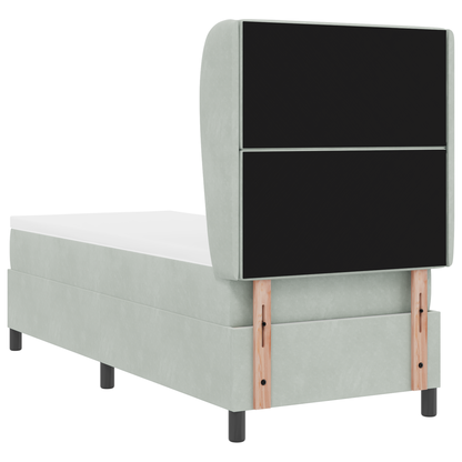 Boxspringbed met matras fluweel lichtgrijs 80x200 cm