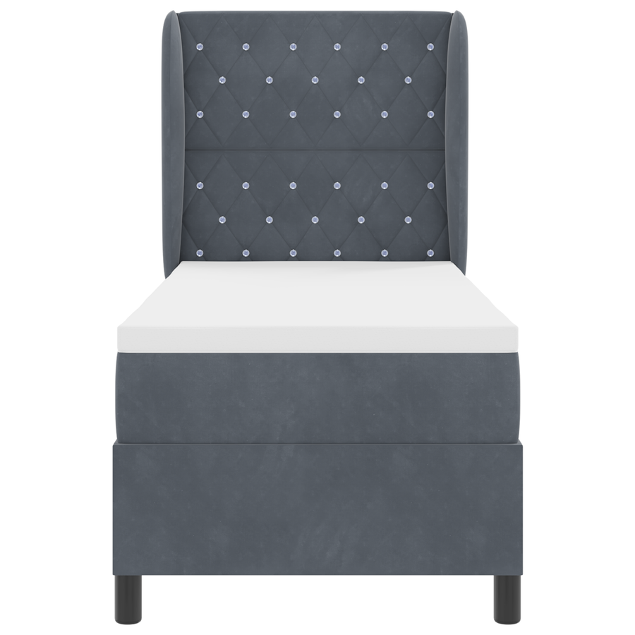 Boxspringbed met matras fluweel donkergrijs 80x200 cm