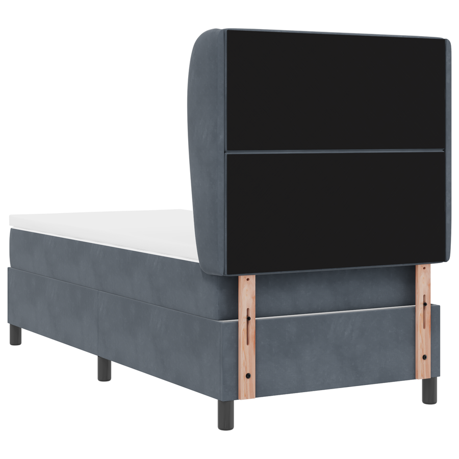 Boxspringbed met matras fluweel donkergrijs 90x190 cm