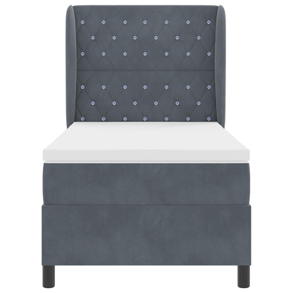 Boxspringbed met matras fluweel donkergrijs 90x190 cm