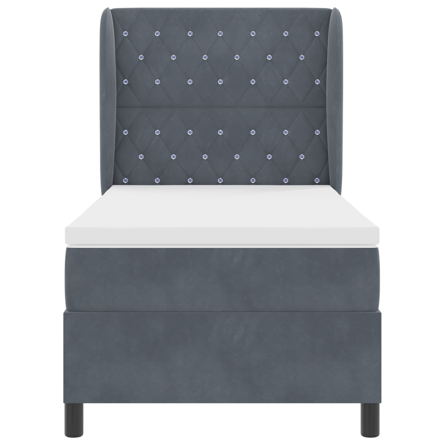 Boxspringbed met matras fluweel donkergrijs 90x190 cm