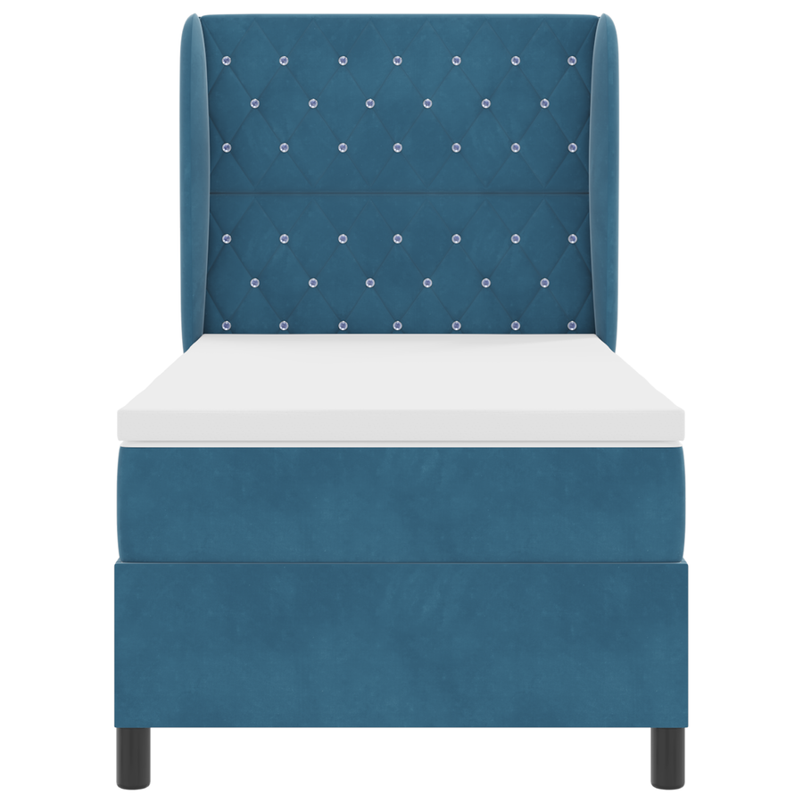 Boxspringbed met matras fluweel donkerblauw 90x190 cm
