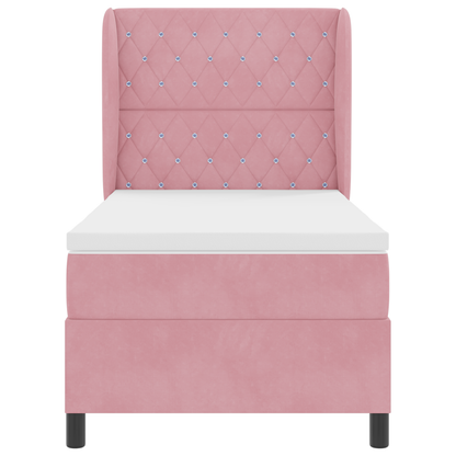 Boxspringbed met matrass fluweel roze 90x200 cm